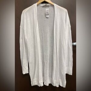LOFT Slub Long Open Cardigan. Size - XL Color - White 💙